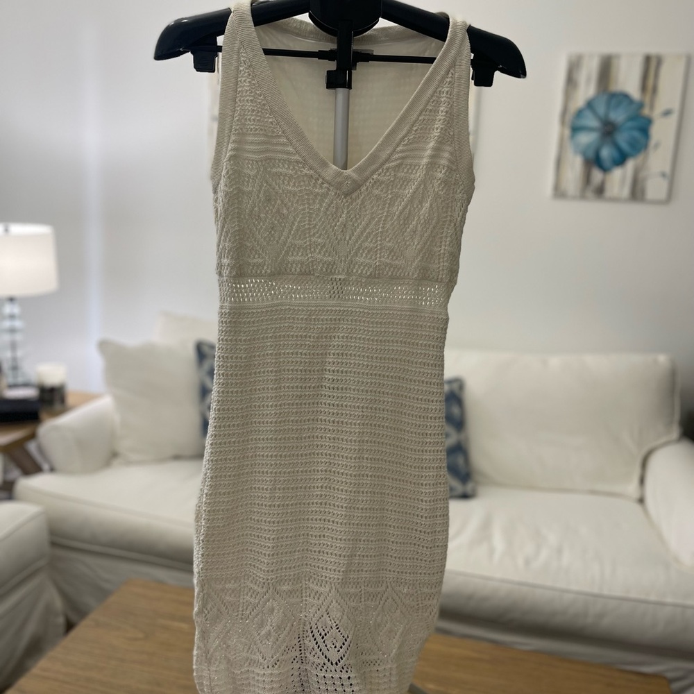 Guess Cream Crochet Midi Dress